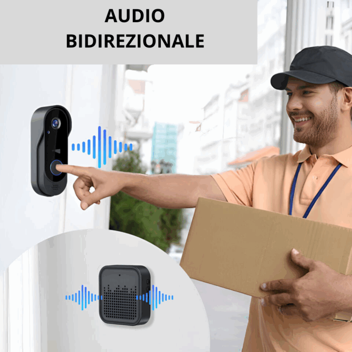 Campanello Wireless con Videocamera Applicazione sul Cellulare, Sicurezza della Casa per Porta, Portone - immagine 5