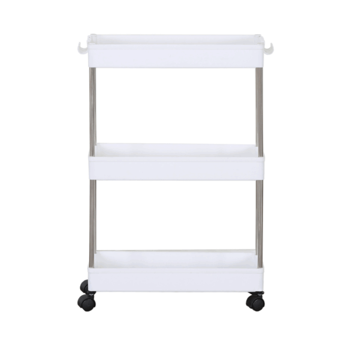Carrello Portaoggetti 3 Ripiani con Ruote Salvaspazio, Mensole Stretto per Bagno, Cucina, Ufficio - immagine 6
