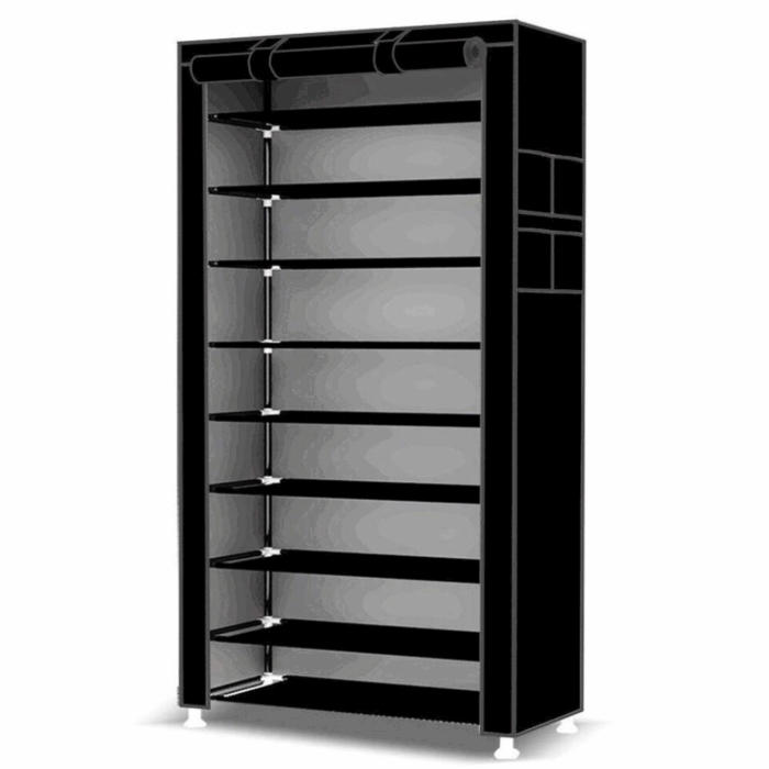 Scarpiera con Tenda Impermeabile 9 Ripiani 27 Paia di Scarpe, Scaffale Acciaio, Tessuto TNT, Salvaspazio - immagine 6