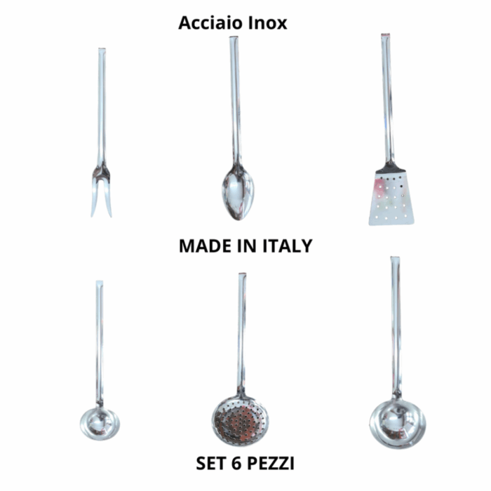 Set 6 Pezzi da Cucina Stand in Acciaio Inox Mensili Utensili per la Casa - immagine 6