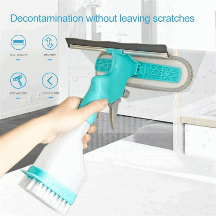 Lavavetri 4 in 1 Bottiglia Spray, Panno in Microfibra, Tergivetro, Spazzola per Finestre, Specchi, Multifunzione - immagine 8
