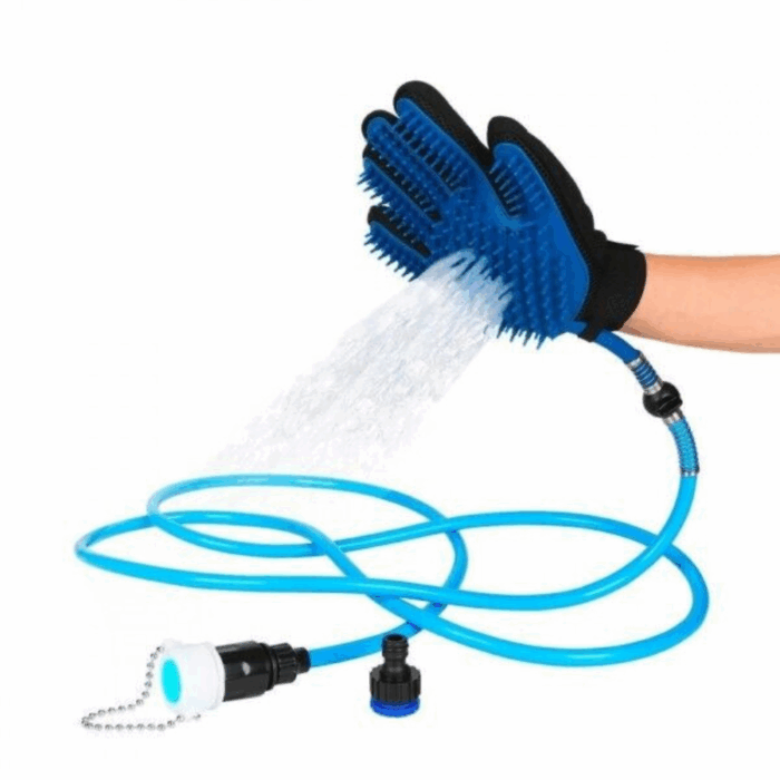 Guanto Massaggiante con Filo Doccia 2 in 1, Tubo Integrato, Aggancio Universale per Animali Domestici - immagine 3
