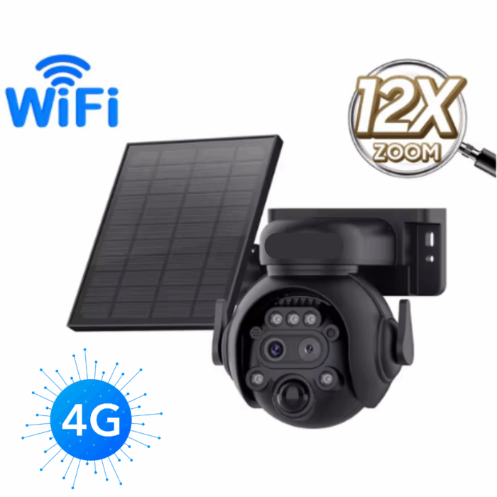 Telecamera Solare 4G Rotonda 12X Zoom 360° | IP65 per Esterno, Infrarossi Audio Bidirezionale PTZ - immagine 3