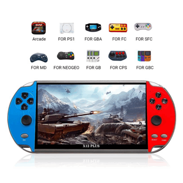 X12 Console di Gioco 7 Pollici 16Gb di Memoria, Portatile con Giochi, Schermo HD LCD Gameboy - immagine 3