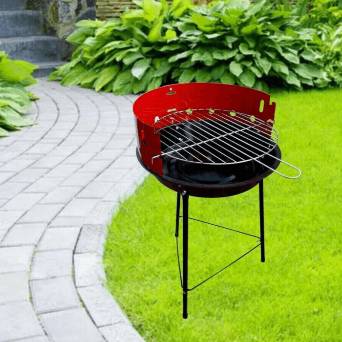 Barbecue a Carbonella BBQ Grill Portatile in metallo con Paravento 33 cm Carbone - immagine 4