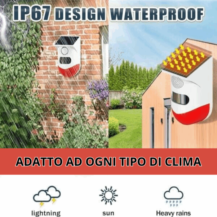 Allarme Intelligente con Pannello Solare Pir per Esterni, Impermeabile Sirena Antifurto - immagine 5
