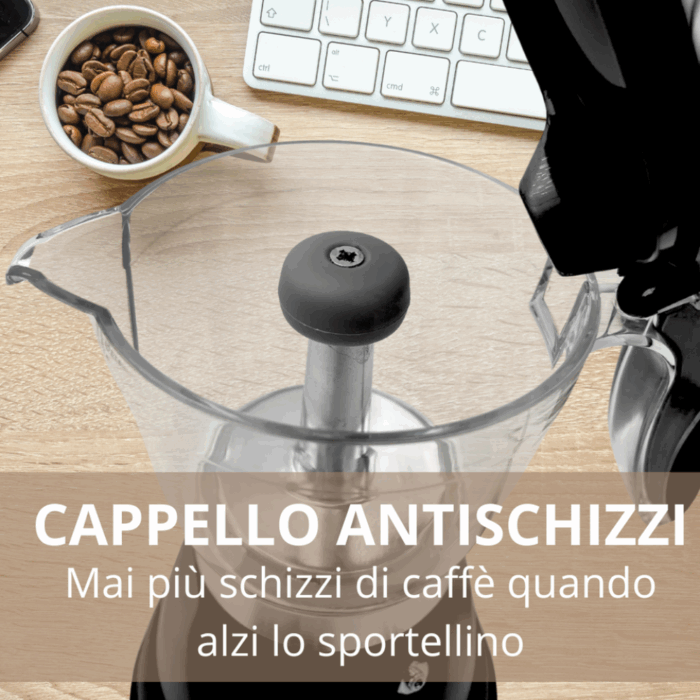 Caffettiera Elettrica 400W 3 Tazze per Caffè Macinato, Moka - immagine 7