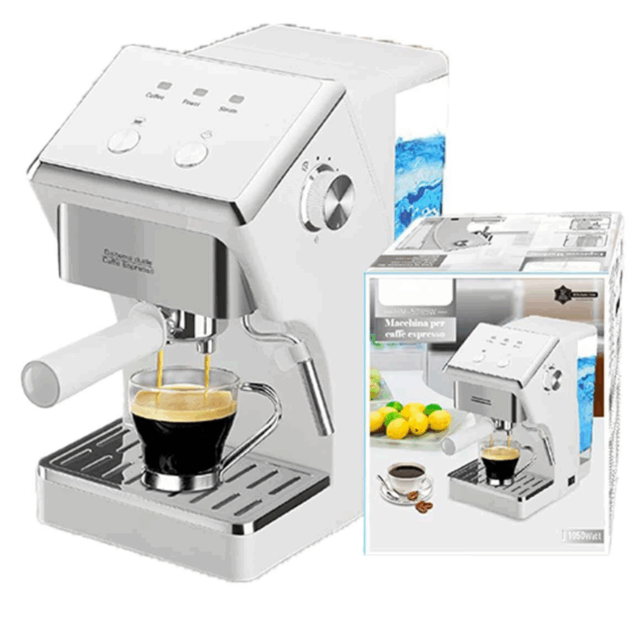 Macchina per Caffè Espresso 1050W Cappuccino 2 Tazze Funzione Schiuma Latte 1,6 Litri - immagine 3