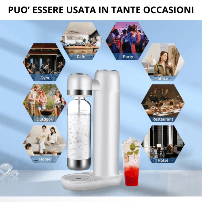Macchina per Acqua Frizzante con Bottiglia da 1 Litro, Gasatore per Soda CO2 Portatile - immagine 2