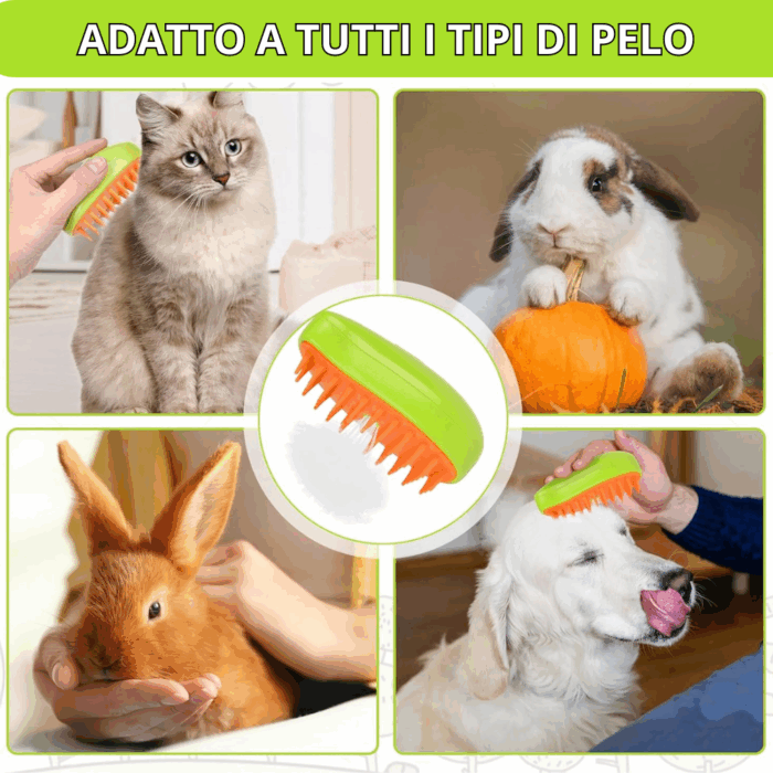 Spazzola a Vapore 3 in 1 per Animali Domestici | Pettine Massaggiante Autopulente e Rimozione Peli - immagine 3