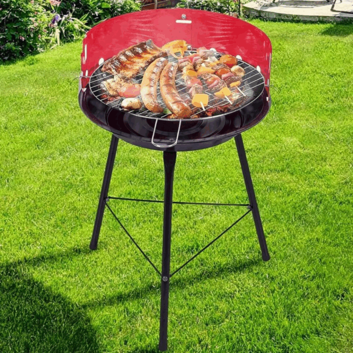 Barbecue a Carbonella BBQ Grill Portatile in metallo con Paravento 33 cm Carbone - immagine 5
