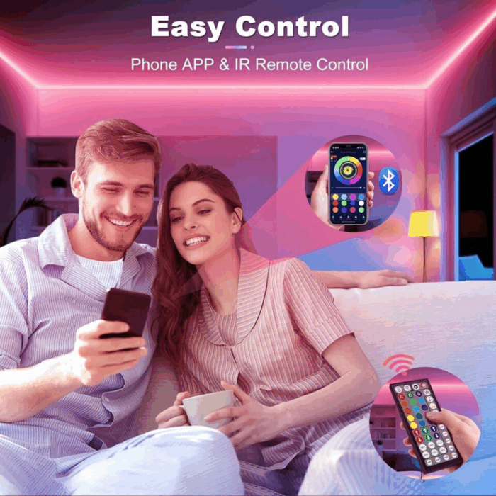 Striscia LED RGB 5 Metri Luci Multicolore Controllo con Applicazione, Telecomando - immagine 4