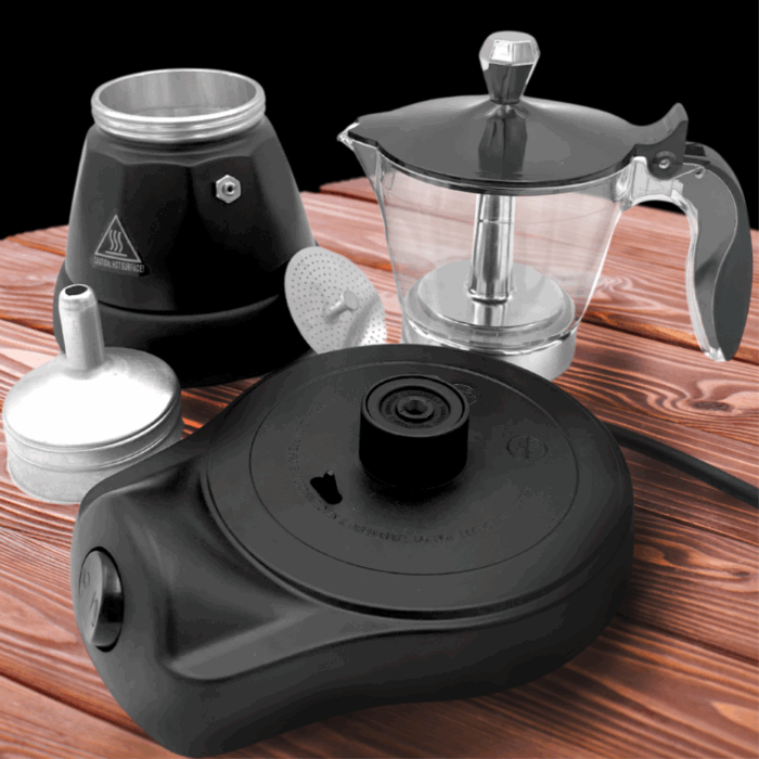 Caffettiera Elettrica 400W 3 Tazze per Caffè Macinato, Moka - immagine 3