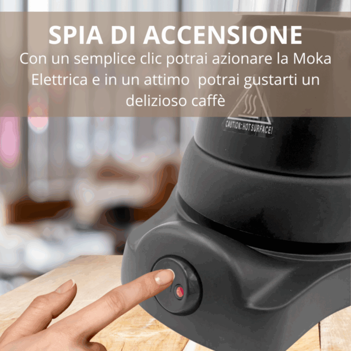 Caffettiera Elettrica 400W 3 Tazze per Caffè Macinato, Moka - immagine 5