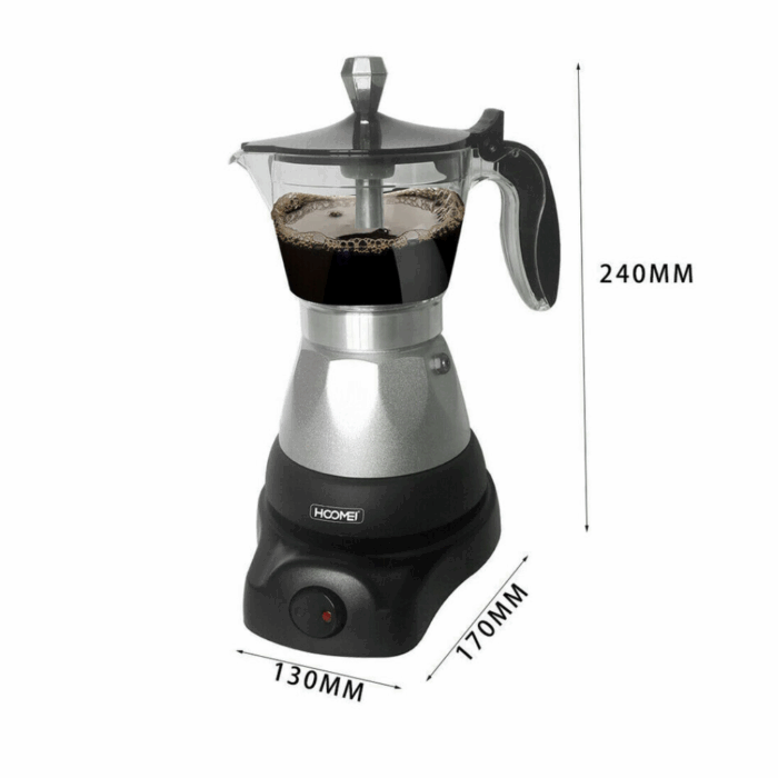 Caffettiera Elettrica 400W 3 Tazze per Caffè Macinato, Moka - immagine 6