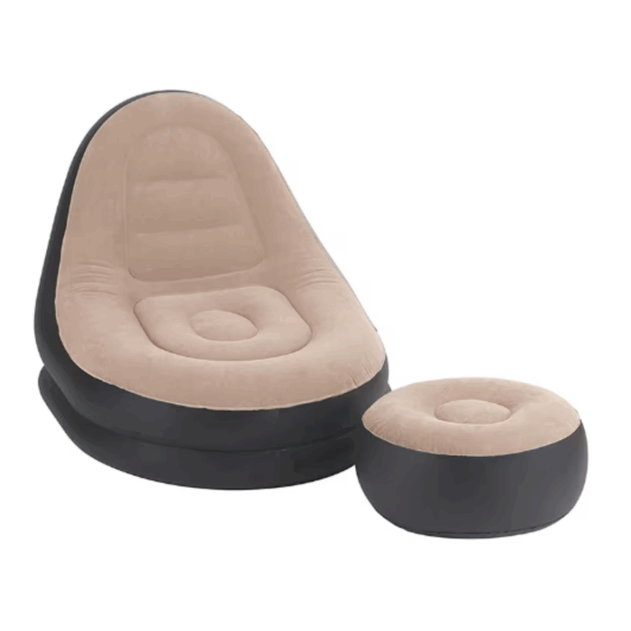 Poltrona con Pouf Poggiapiedi Gonfiabile con Pompa, Divanetto Longue per Relax, Studio, Salone - immagine 8