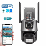 PTZ Telecamera Videosorveglianza 6MP 4K | WiFi, Doppio Obiettivo, Allarme e Audio Bidirezionale | IP66 Infrarossi