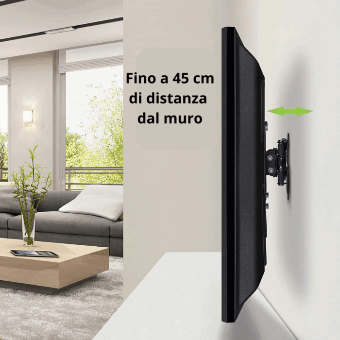 Staffa Porta TV Supporto Monitor Con Braccio Estensibile Da 40 a 80 Pollici Regolabile - immagine 3