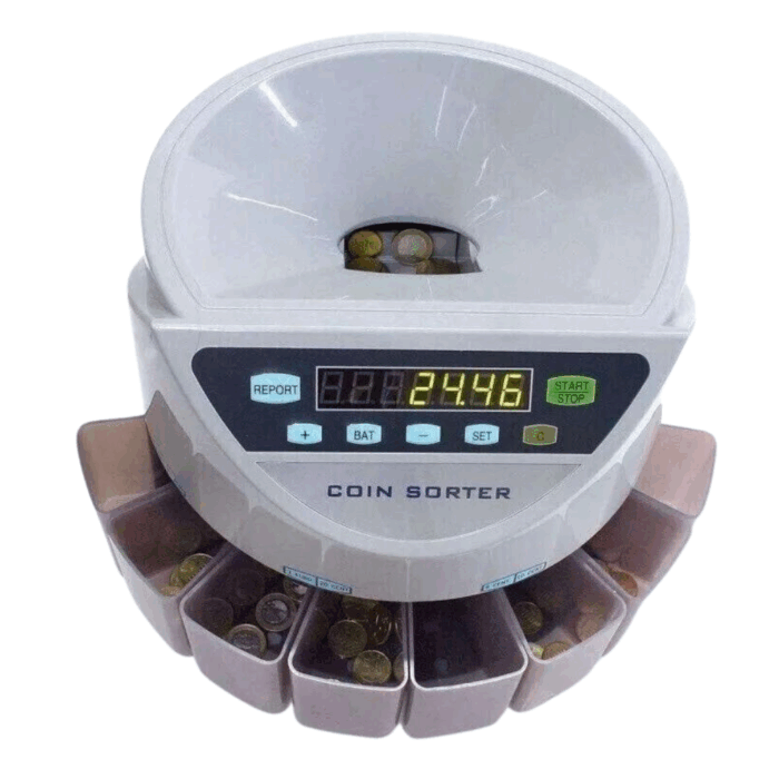 Macchina Contamonete 8 Cassetti Display Digitale, Separa Monete Automatico Fino a 216 Monete al Minuto - immagine 4