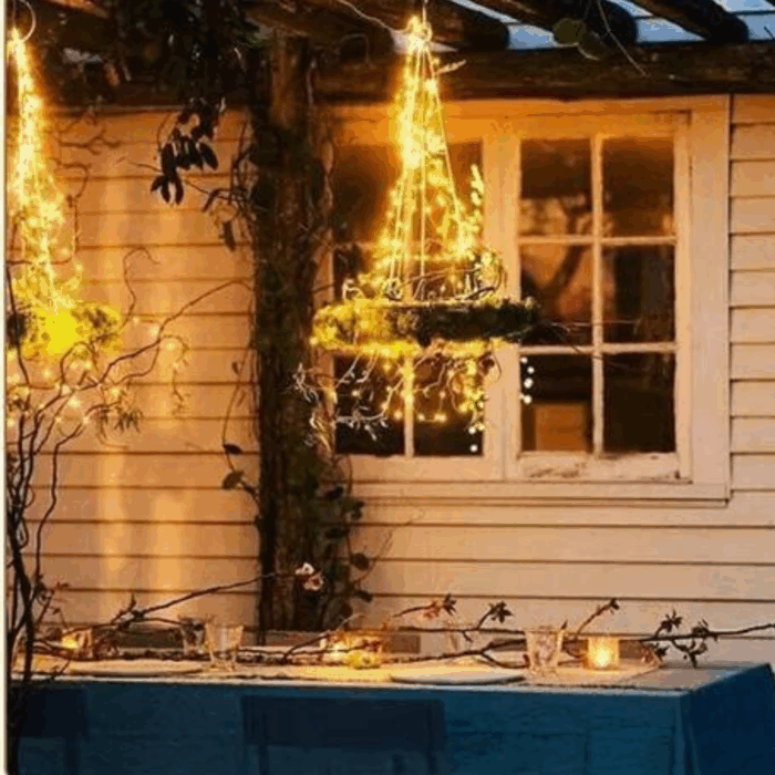 Catena Luminosa 100 LED 10m con Pannello Solare, Stringa in Filo di Rame Luce Calda Gialla per Esterno IP65 - immagine 6