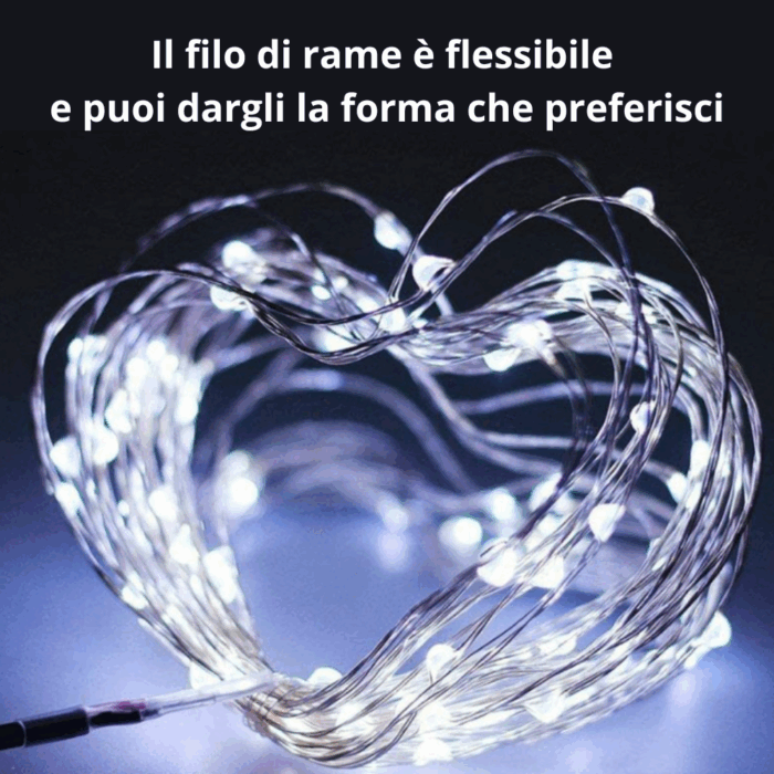 Catena Luminosa 100 LED 10m con Pannello Solare, Stringa in Filo di Rame Luce Bianca Fredda per Esterno IP65 - immagine 7