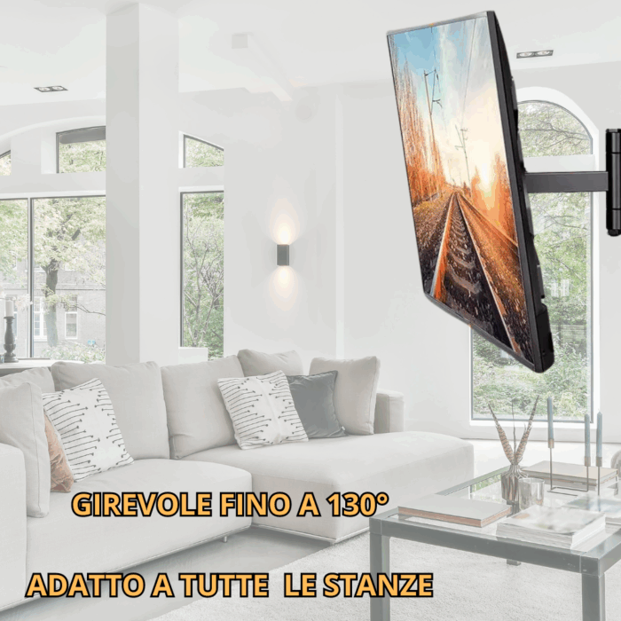 Staffa Porta TV Supporto Monitor Con Braccio Estensibile Da 20 a 65 Pollici Regolabile - immagine 4