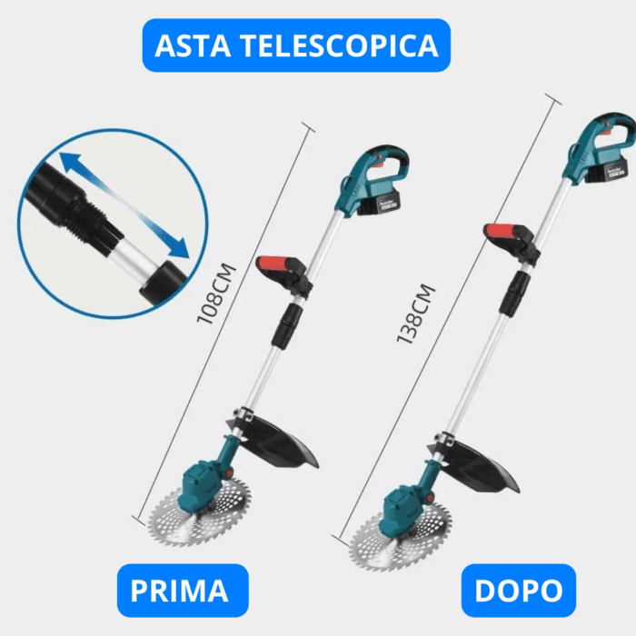 Decespugliatore Doppia Batteria 72V Universale Tagliaerba Elettrico 5 Ah Tagliabordi fino a 10cm - immagine 2