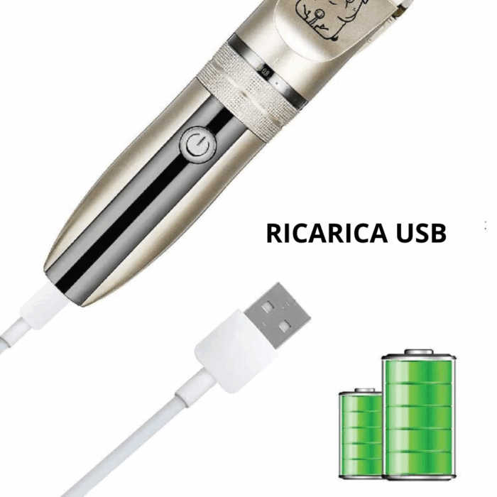 Rasoio Macchina Tosatrice per Pelo Animali 4 Lunghezze 3-6-9-12mm Ricaricabile USB, Cani, Gatti, Conigli - immagine 6