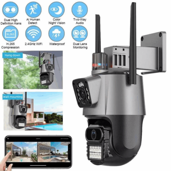 PTZ Telecamera Videosorveglianza 6MP 4K | WiFi, Doppio Obiettivo, Allarme e Audio Bidirezionale | IP66 Infrarossi - immagine 7