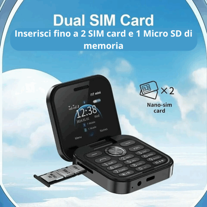 Telefono Cellulare Flip Pieghevole Dual Sim Tastiera GSM 2G, SD fino a 32Gb - immagine 4