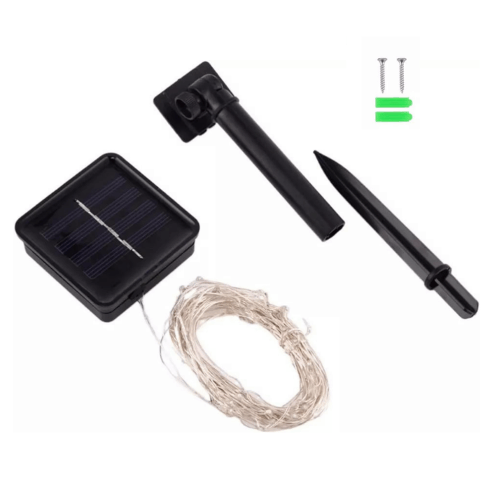 Catena Luminosa 100 LED 10m con Pannello Solare, Stringa in Filo di Rame Luce Bianca Fredda per Esterno IP65 - immagine 2