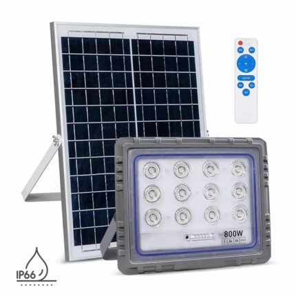 Faro Solare LED 800W Slim – Pannello Fotovoltaico, Sensore Crepuscolare IP66, in Alluminio Pressofuso