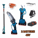 Kit potatura Cesoia Digitale + Motosega 8" Doppia Batteria 48V + Asta Telescopica 300mm + Guanti e Occhialini OMAGGIO