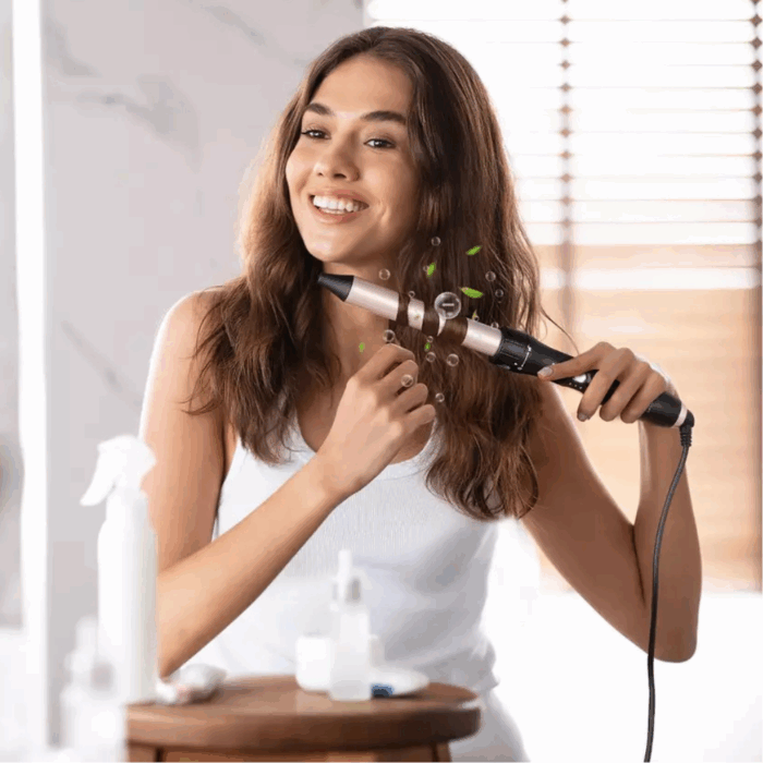 Set Piastre per Capelli 5 Accessori: 3 Coni Arricciacapelli + Piastra Lisciante + Piastra per Onde in Ceramica Antirottura - immagine 10