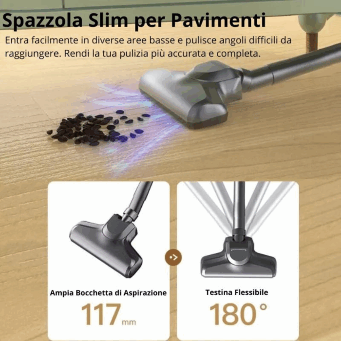 Aspirapolvere Senza Fili 4 in 1 – Ricaricabile, Display LCD, Filtro HEPA per Polvere e Peli - immagine 11