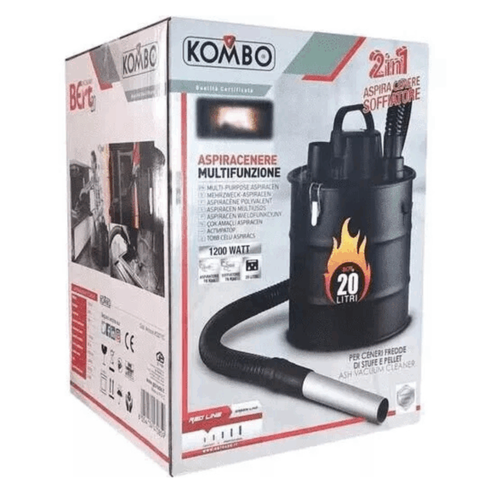 Bidone Aspiracenere 20 Litri con Funzione Soffiatore Professionale 1200W Filtro HEPA per Stufe e Camini - immagine 3