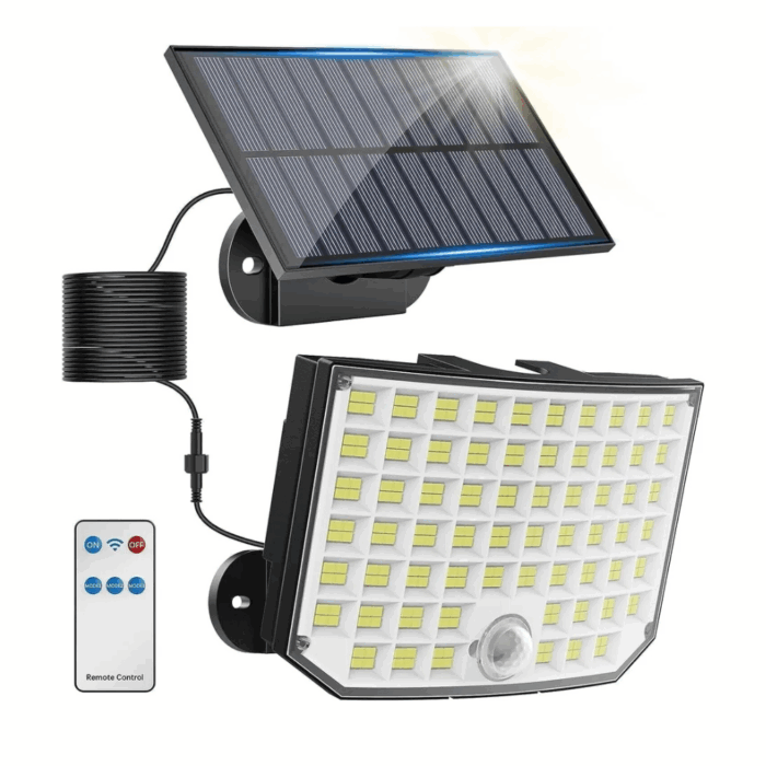 Kit 4 Fari Solari 250w con Pannello, Sensore Crepuscolare e di Movimento IP65 Impermeabile per Esterni - immagine 3