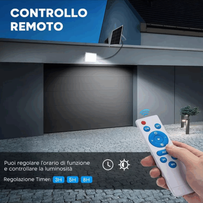Faro LED Solare 1000W Slim con Pannello, Sensore Crepuscolare IP66 in Alluminio Pressofuso - immagine 4