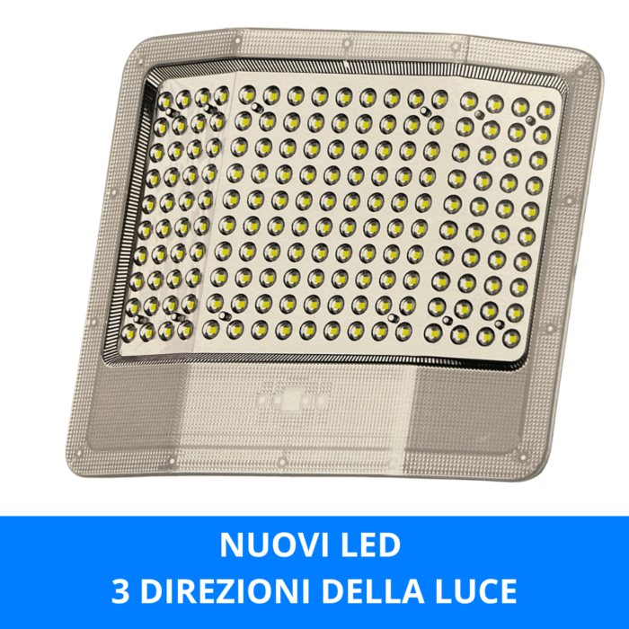 Faro LED Solare 1000W con Pannello Crepuscolare e Sensore Di Movimento, IP65 per Esterno 3 Direzioni - immagine 2