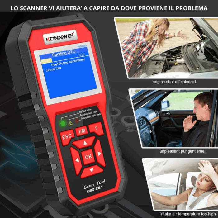 Tester OBD2 II Scanner KW850 Lettore Codice Diagnostica Centralina Auto, Lingua Italiana - immagine 4