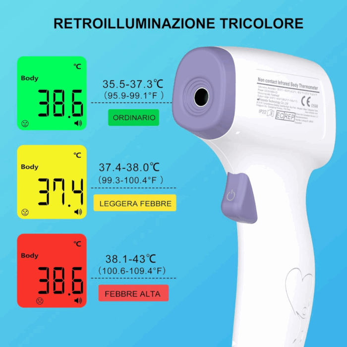 Termometro Digitale Infrarossi Frontale LCD per Misurare Temperatura Senza Contatto, Termoscanner - immagine 5