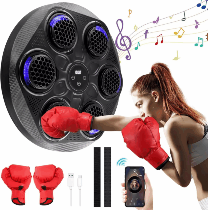 Macchina da Boxe Musicale a Parete con Bluetooth e Guanti | Allenamento per Bambini e Adulti - immagine 6