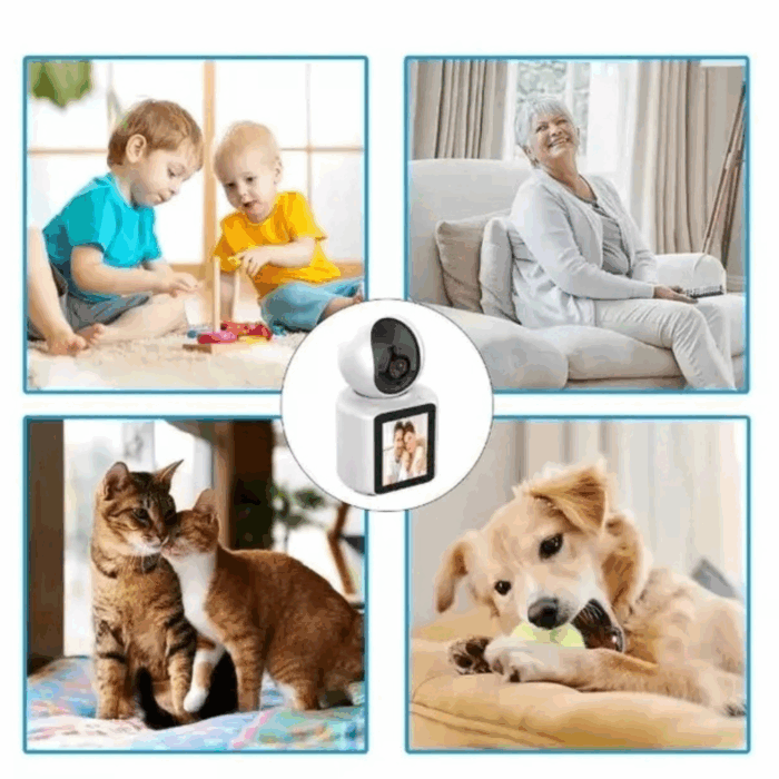 Telecamera Videosorveglianza con Schermo Display 2,8" Videochiamata 2Mp Audio Bidirezionale, Videocamera IP Wi-Fi Infrarossi - immagine 7