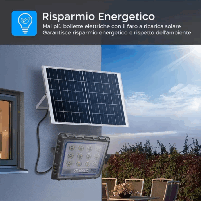 Faro Solare LED 800W Slim – Pannello Fotovoltaico, Sensore Crepuscolare IP66, in Alluminio Pressofuso - immagine 7