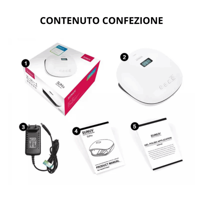 Lampada LED per Unghie UV 48W Asciugatrice per Gel, Manicure, Semipermanente con Timer, Display LCD, Sensore, Fornetto - immagine 7