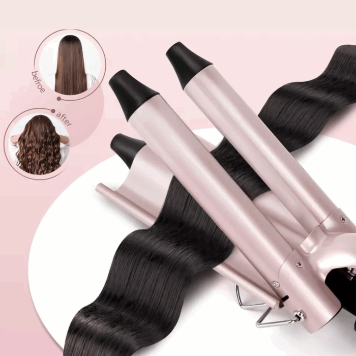 Set Piastre per Capelli 5 Accessori: 3 Coni Arricciacapelli + Piastra Lisciante + Piastra per Onde in Ceramica Antirottura - immagine 9