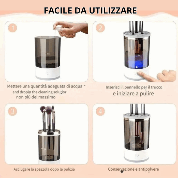 Pulitore Elettrico per Pennelli da Trucco, Asciugatura Automatica, Disinfettante e Ricaricabile - immagine 4