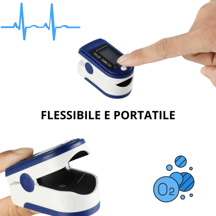 Saturimetro a Dito Portatile – Pulsossimetro con Display LED per Ossigeno e Frequenza Cardiaca - immagine 7
