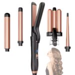 Set Piastre per Capelli 5 Accessori: 3 Coni Arricciacapelli + Piastra Lisciante + Piastra per Onde in Ceramica Antirottura