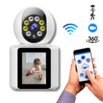 Telecamera Videosorveglianza con Schermo Display 2,8" Videochiamata 2Mp Audio Bidirezionale, Videocamera IP Wi-Fi Infrarossi